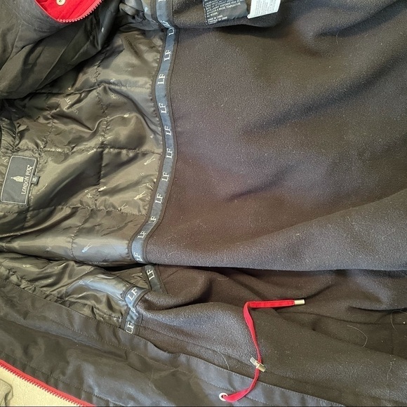 LONDON Fog Red & Black Warm Hooded Coat Medium petite - Picture 8 of 8